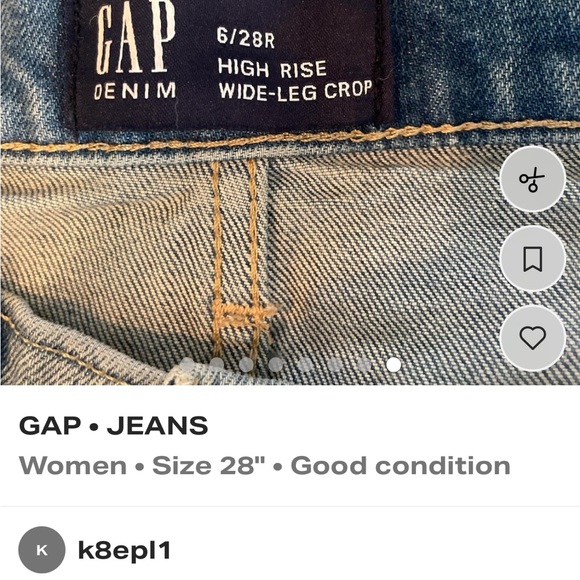 GAP Women's Light Blue Wide Leg Cropped Jeans - Picture 7 of 8
